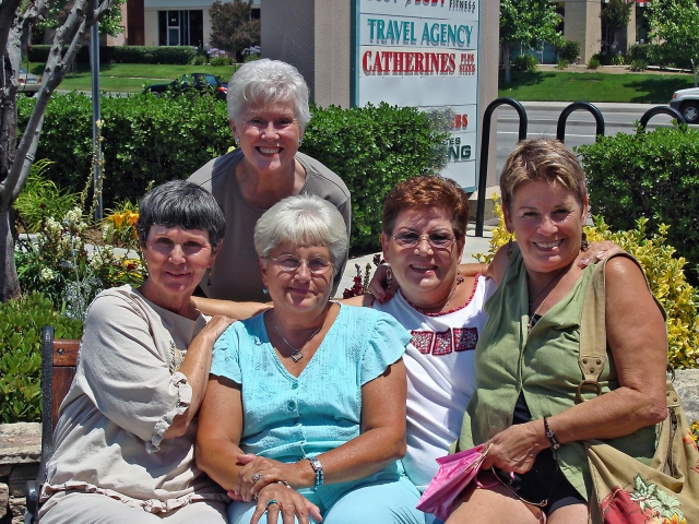 My friends for 50 years...Taken in June of 2008 - the day before my granddaughters wedding.  From left to right...Dee (Hard)Orlandi (Sams sister) me (Jackie Johnson), Andy (Friedrichsen) Hard, Gail (Theison) Wagner and Linda (Theison) Clark.